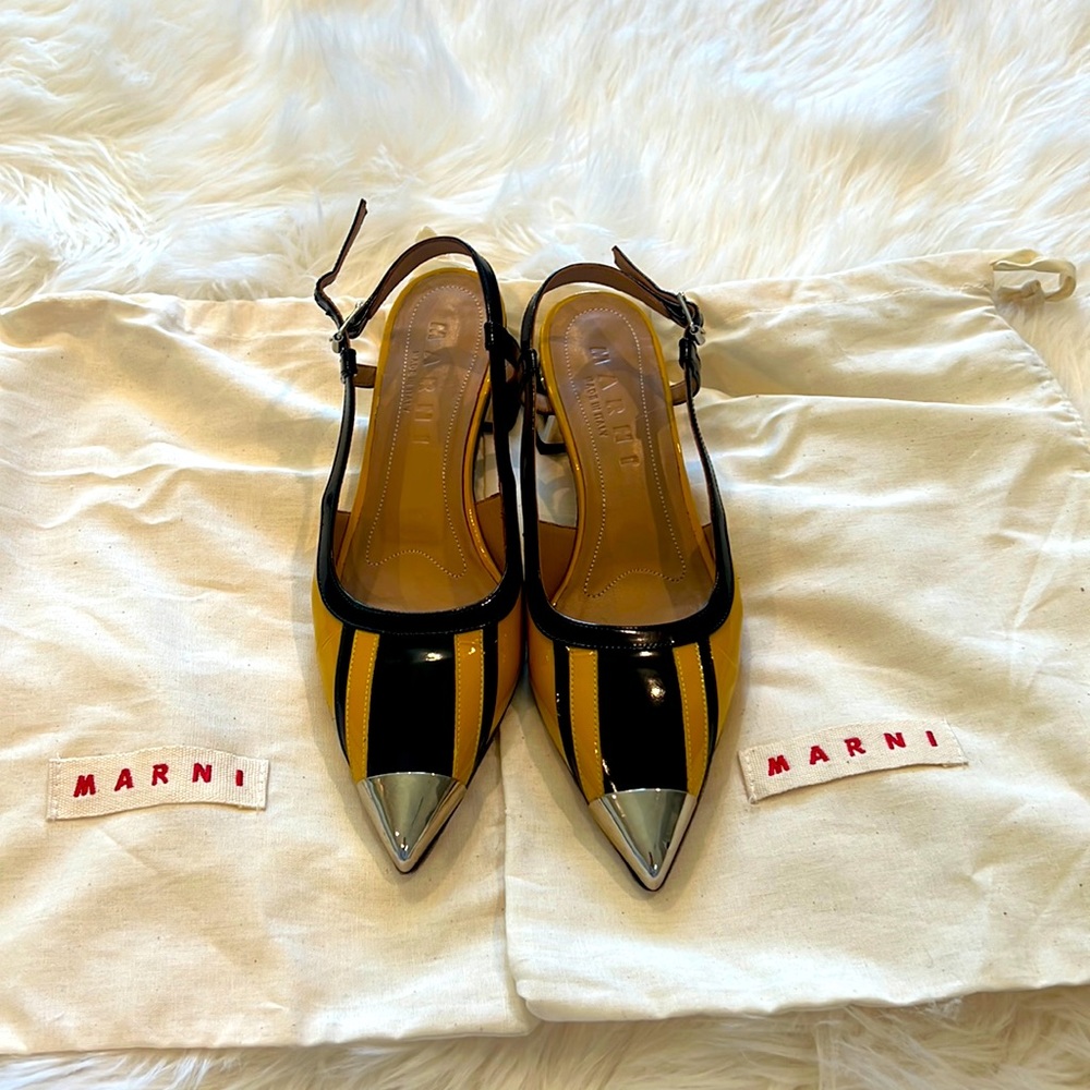 Marni metallic heel slingback pumps